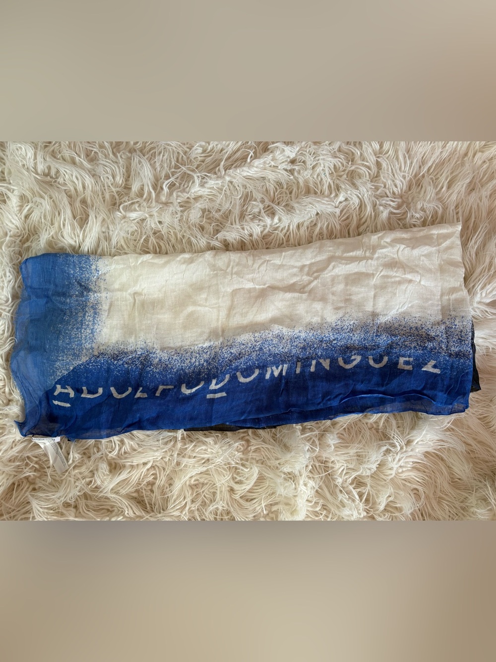 Adolfo Dominguez Linen Modal Blue Ombre Letter Scarf
